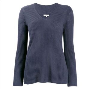 Vince | Ribbed V Neck Cashmere Blend blue Sweater cashmere wool blend medium